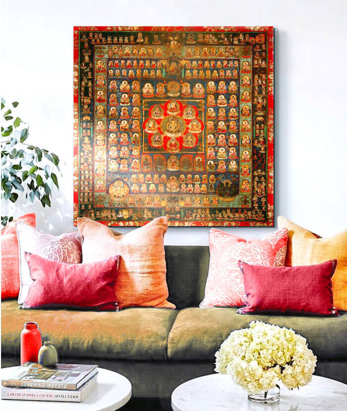 ▷ ESTUDIO DELIER  Cuadro Mandala plata, oro 150x80