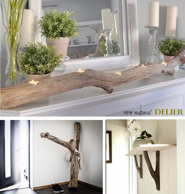 Muebles con ramas y troncos, reciclar Decoracion contemporanea con mesas tronco