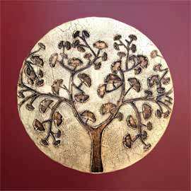 Cuadros del árbol de la vida, cuadros zen en tienda online delier, original cuadro oriental con simbologia, cuadro relizado y pintado a mano en pan de oro