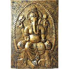 Cuadro decorativo de ganesha, original cuadro representación de la deidad ghanesh, decorada en color oro, es perfecta como cuadro panel para la entrada, salón, dormitorio ..