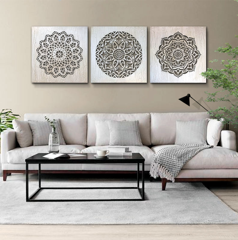 Mandalas en madera hechas a mano, cuadro mandala de pared, mueble