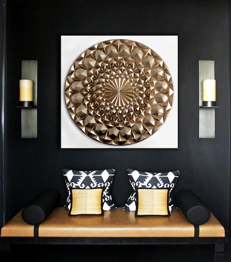 ▷ ESTUDIO DELIER  Cuadro Mandala plata, oro 150x80