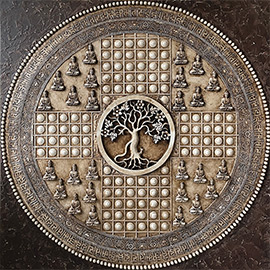 Cuadro mandala de la protección original, símbolo interior del árbol de la vida, perfecto por sus tonos en tierra para decorar con cuadros el salon, dormitorio, entrada, mira en tienda cuadros mandalas