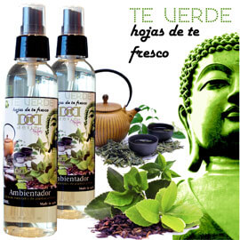 ambientador de te verde, muy relajante y agradable, fabricado por delier con esencias puras, mira mas modelos en tienda online aromaterapia delier, antes artcromo