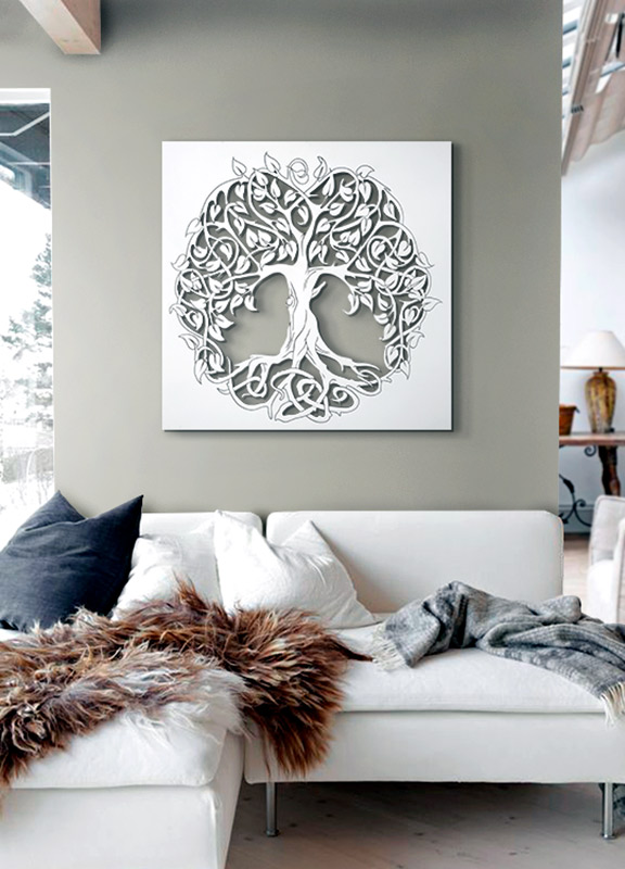 cuadro arbol de la vida blanco