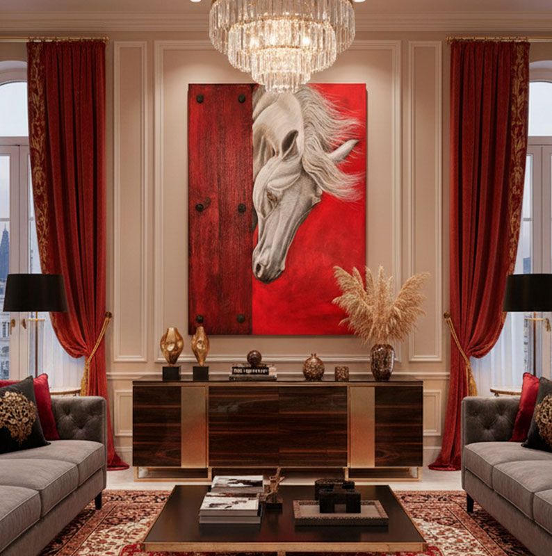 cuadros en rojo para salon