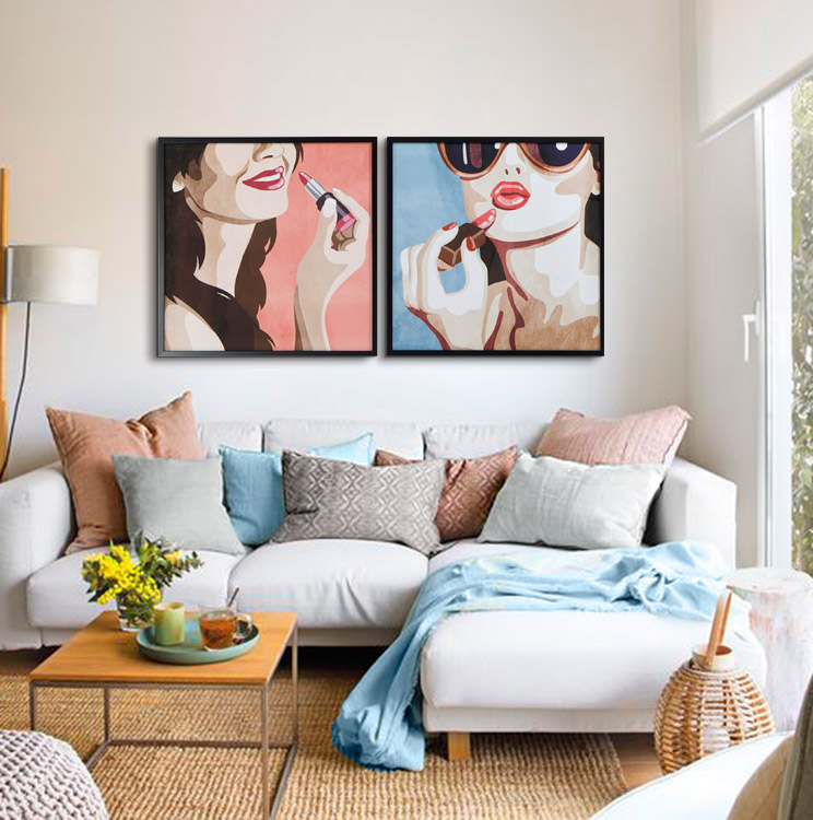 ESTUDIO DELIER | Set 2 cuadros modernos color