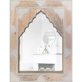 Espejo para el baño, pasillo o dormitorio, un espejo original de estilo árabe realizado en india, estilo rustico colonial, por sus medidas pequeñas es ideal para cualquier rincón