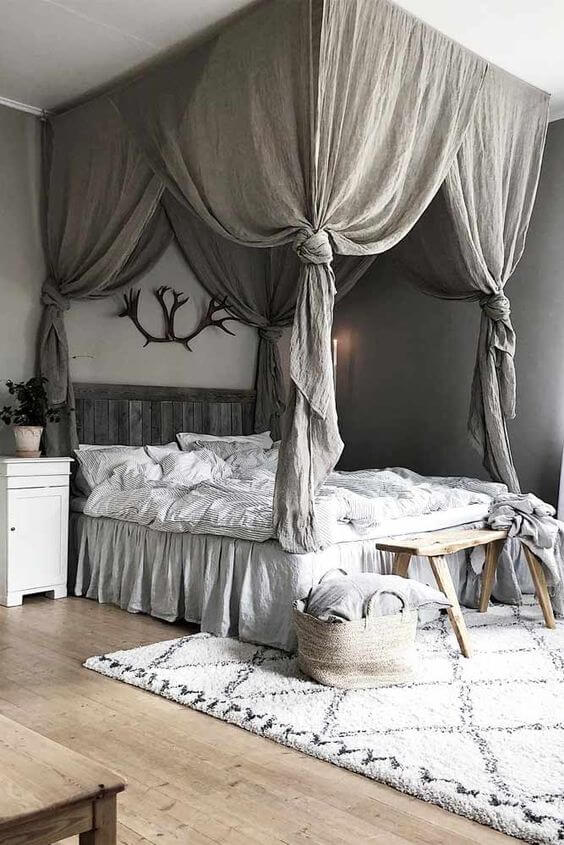 camas con dosel en gris